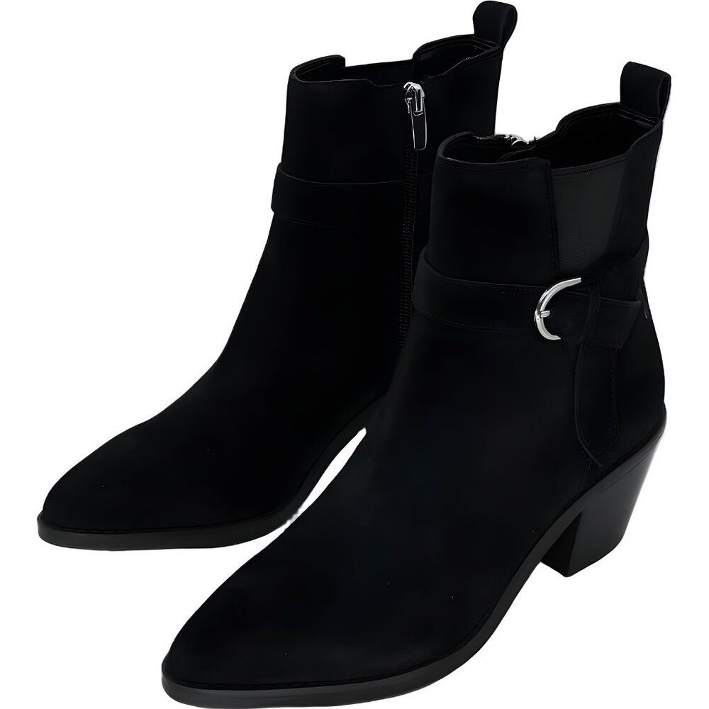 Nine West Lemone Black Suede Block Heel Ankle Booties Women's US 7M - Picture 2 of 6